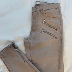 Zara light khaki jean with zippers size 2